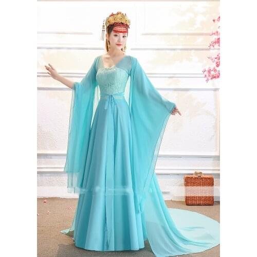 5 Colors Classical Dance Hanfu Costume Stage Performance Hanfu Tang Princess Cosplay Chiffon Lace Fairy Hanfu