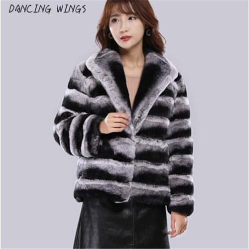 Short Style Women Real Rex Rabbit Fur Coat With Big Turn-down Collar Warm Winter Women Natural Fur Jackets