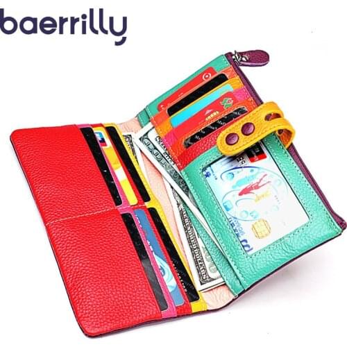 Colourful Genuine Leather Woman Wallet Fashion Female Long Clutch Bags Coin Purse Girl Carteira Feminina Purses And Handbags