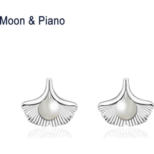 Fashion Womens 925 Sterling Silver Leaves Sleek Natural Freshwater Pearl Stud Earrings For Lady Anniversary Gift Fine Jewelry