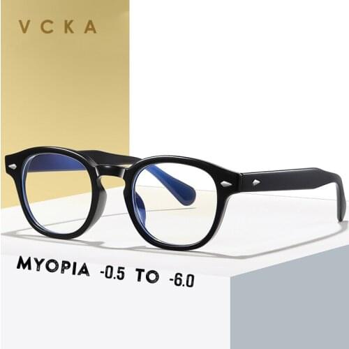VCKA -0.5 to -6.0 TR90 myopia Glasses Frame Women Men Anti Blue Light Round Eyewear Glasses Optical Sighted Spectacles