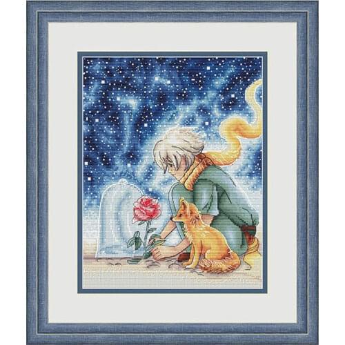 Cross Stitch Kit E1140 Full-frame Embroidery Cute Cartoon Little Fox Prince Fishxx Bedroom Decoration Painting