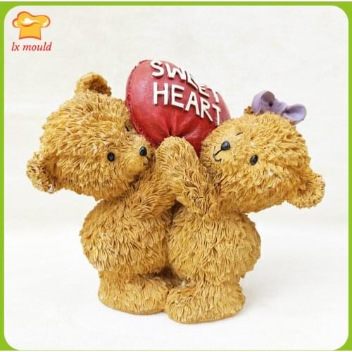 2021 New Love Bear Silicone Mold Candle Chocolate Soap Resin Valentines Day Wedding Decoration