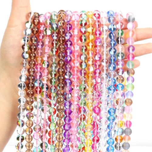 New 6 8 10 12mm Faceted /Clear Colorful Natural Flash Stone Beads For Jewelry Making DIY Loose Beads Bracelet Necklace Handmade