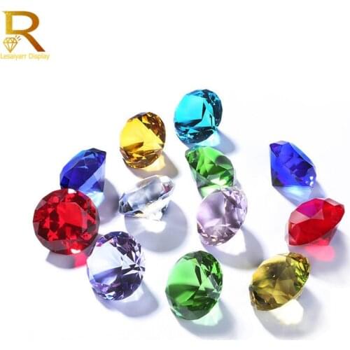 Wholesale 30mm crystal sharp bottom transparent glass diamond artificial decoration colored glass crystal diamond gemstones