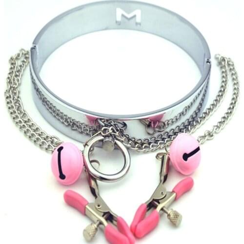 Sexy BDSM Bondage Metal Nipple Chain Collar with Fetish Erotic Adult Slave Games Toys for Women Cosplay Couples