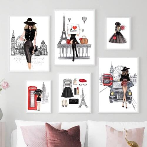 Perfume Lipstick High Heels Fashion Girl Nordic Posters And Prints Wall Art Canvas Painting Wall Pictures For Living Room Decor