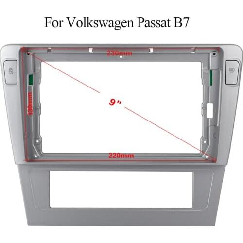 Double Din Silver ABS Trim Fascia Frame For Volkswagen Passat B7 Refit Car Android 9" Radio Naviagtion DVD Mounting Dashboard