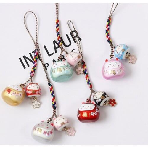 Japanese Lucky Cat Smart Phone Strap Lanyards for IPhone/Samsung Case Strap Water Sound Bell Mobile Phone Strap Rope Phone Charm
