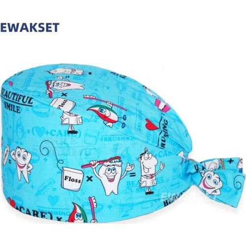 Butterfly Printing Scrubs Hat Pure Cotton Bandage Nursing Cap Unisex Health Center Dental Clinic Pet Shop Nurse Surgicals Hats