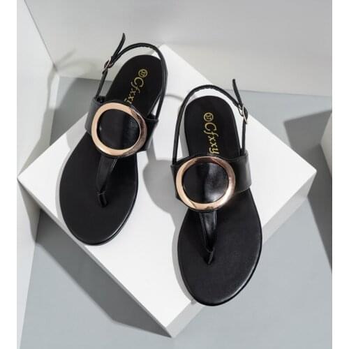 New Fashion Summer Women Sandals With Metal Buckle Flip-flops High Quality PU Comfortable Non slip Design Ladies Shoes Sandals