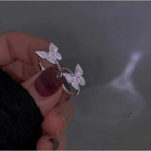 925 Sterling Silver Sparkling Butterfly Stud Earrings For Women Girls Wedding Party Jewelry eh089