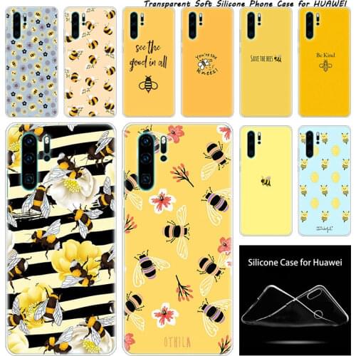 Luxury Silicone Case Cute Bumble Bee happy for Huawei NOVA 3 3i 5 5i P20 P30 Pro P9 P10 P8 Lite 2017 P Smart Z Plus 2019 Fashion