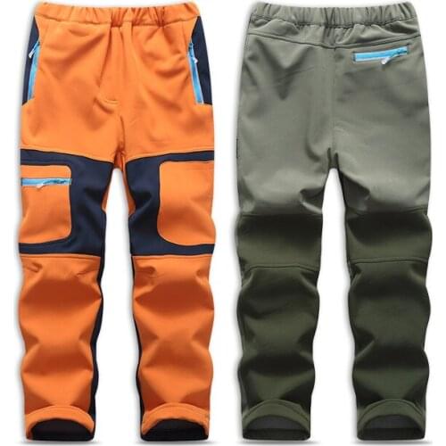 Style Childrens Autumn And Winter Soft Pants Reflective Soft Case Trousers Spell Color Warm Waterproof Wind-Resistant