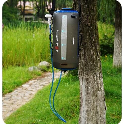 12/20L Outdoor Camping Shower Bag Folding Water Bag Container Sack with Air Pump 1.9m Hose Shower Head for Hiking Picnic Tourism
