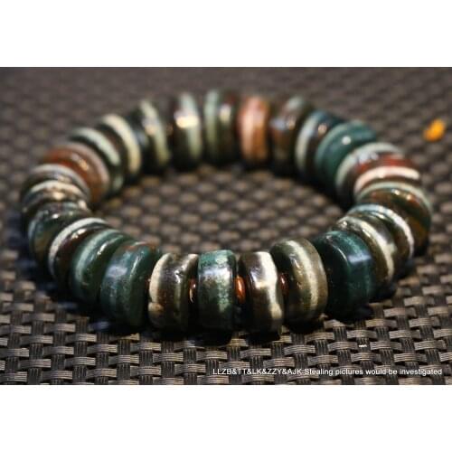 Treasure Unique Ultra 5A Energy Tibetan Agate Cinnabar Dots dZi Bead Bracelet Amulet Timestown UPD22