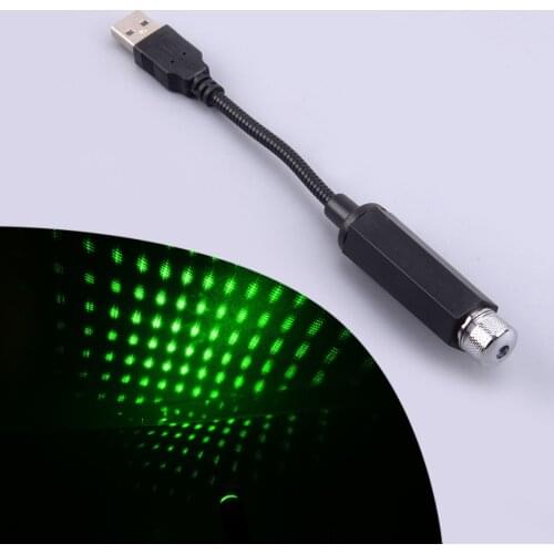 Universal Green USB LED Car Interior Roof Atmosphere Galaxy Star Night Light Lamp Accessories 1A 5V 1W