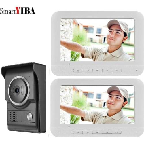 SmartYIBA 7" LCD Screen Video Wired Door Phone Intercom Door Entry System Release Unlock Doorbell Kits For Home Surveillance