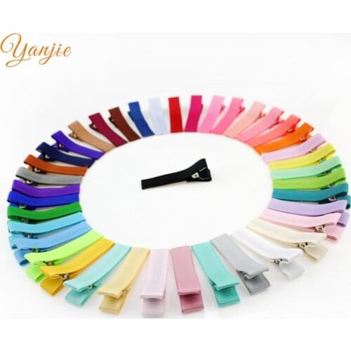 100pcs/lot 45mm Ribbon Lined Hair Clips Ribbon Alligator For Women 2020 Handmade DIY Hair Accessories