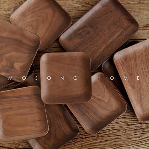 Japanese wooden dish black walnut breakfast snack dish hotel cafe snack dish wooden cutlery