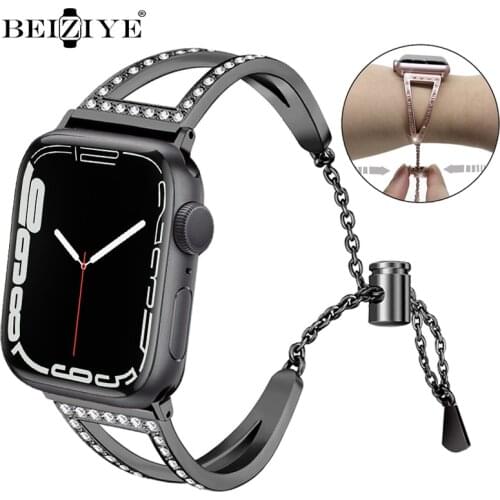 Women Diamond Strap For Apple Watch Band 42mm 38mm 40mm 44mm Bracelet Stainless Steel Watchband For iWatch Series SE 6 5 4 3 2 1