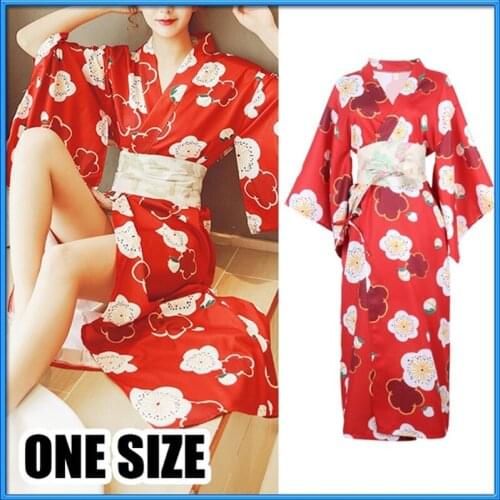 Halloween Women S-XL Japanese Traditional Kimono Harajuku Geta Clogs Haori Long Robes Dress Anime Cosplay Costumes