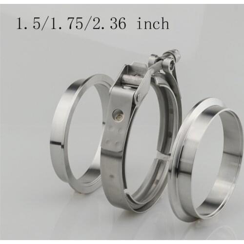1.5/1.75/2.36 inch V-Band Clamp Stainless Steel V Band Flange Kit For Exhaust Pipes Downpipe Car Exhaust System