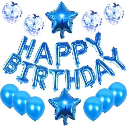 1 Set Latex Confetti Star Birthday Party Balloons Happy Birthday Letter Foil Balloon Baby Shower Anniversary Event Party Decor