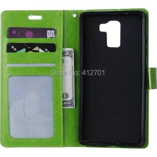 10pcs/lot& Free Shipping book style Crazy Horse Wallet Leather Case Photo Frame TPU case inside For Huawei honor 7