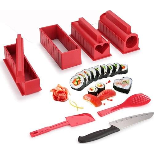 11Pcs/Set Kitchen Tools DIY Sushi Making Kit Roll Sushi Maker Rice Roll Mold Kitchen Sushi Tools Japanese Sushi Cooking Tools