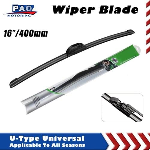 16" 400mm Universal U-type Soft Frameless Bracketless Rubber Car Windshield Wiper Blade