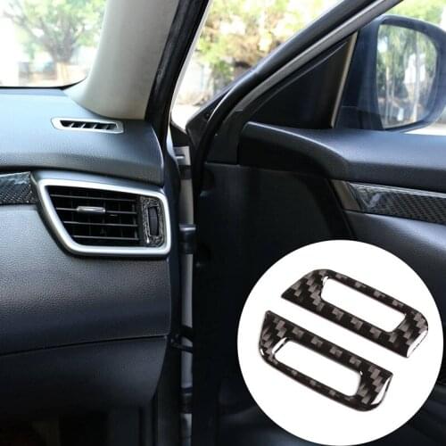 2Pcs Carbon Fiber ABS Central Control Side Air Outlet Trim for Nissan X-Trail 2014-2018 Decoration Stickers