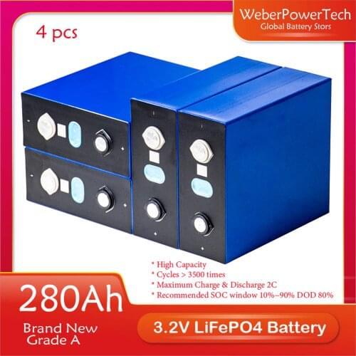 280Ah 200Ah Lifepo4 Rechargable Battery Pack 3.2V Grade A Lithium Iron Phosphate Prismatic New Solar US EU TAX FREE