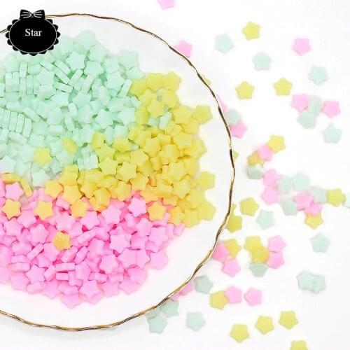 50Pcs Star Shape PVC Flat back Resin Cabochon Fit Phone Deco Parts DIY Slime Crystal Mud Filling Material Scrapbooking Craft 9mm