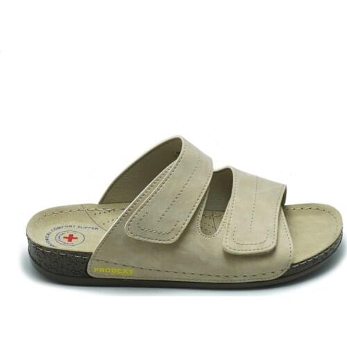 Anatomic Men Leather Quality Slipper Two Strip Comfort Orthopedic Removable or Non-Removable Orhodic Insoles