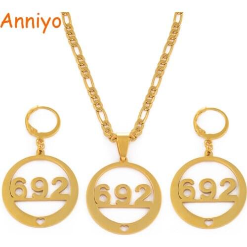Anniyo Marshall Islands Number 692 Jewelry sets With Heart of Pendant Necklaces & Earrings for Women Marshallese #031821
