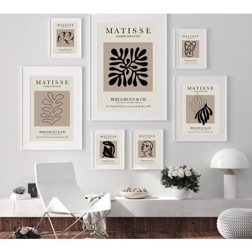 Henri Matisse Abstract Painting Minimalist Illustration Wall Art Canvas Prints Vintage Poster Beige Wall Picture for Living Room