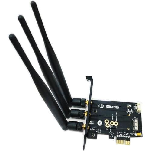 Antennas 802.11+Bluetooth 4.0 Broadcom BCM943602CS BCM94360CS2 Wireless WiFi Card Mini PCI-E to PCI-E 1X Adapter PC WiFi Adapter