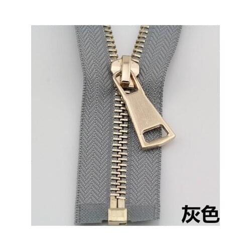 Free shipping 3pcs/lot grey 5# metal zipper front pale gold clothes coat down jacket pull 70 cm 90 cm zipper