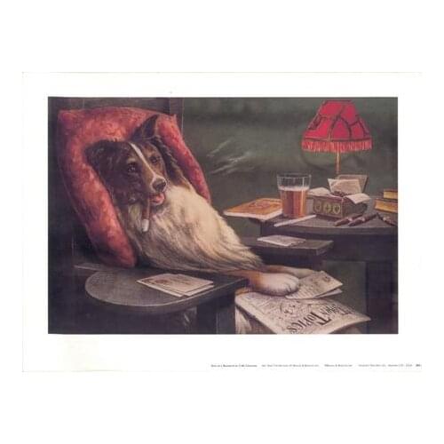 Free shipping abstract dog painting cartoon Smoked dog canvas prints oil painting on canvas wall art decoration picture