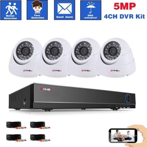 CCTV Camera System Kit 4CH HD 5MP AHD Security Camera DVR Kit Outdoor CCTV Waterproof Home Video Surveillance System Set 2T HDD