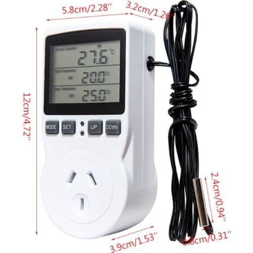 Digital Thermostat Temperature Controller Socket Outlet 16A with Timer Sensor K9FA