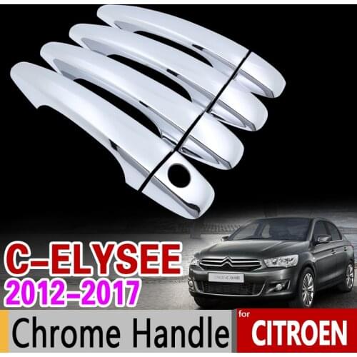 For Citroen C-Elysee 2012-2017 Chrome Handle Cover Trim Set C Elysee 2013 2014 2015 2016 Car Accessories Stickers Car Styling