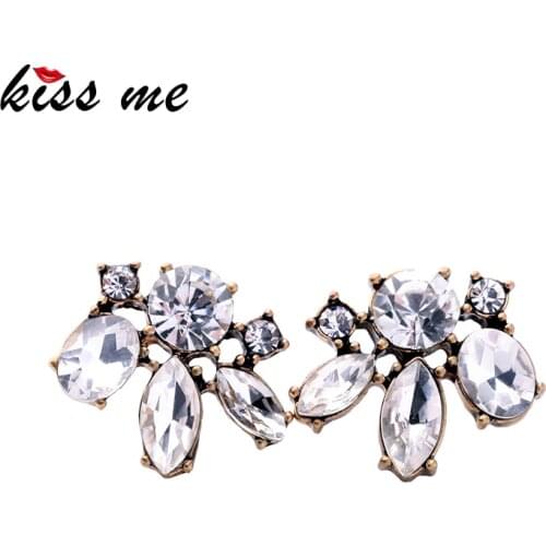 Kissme Factory Wholesale Vintage Style Geometric Rhinestone Stud Earrings For Women Fashion Jewelry Retro Brincos Accessories