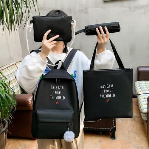 4 piece set Schoolbags for Teenager Girl Women Backpack Canvas School Bag For Teenage Girls Shoulder Bags Women School Backpack