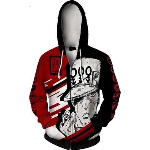 Anime JOJO BIZARRE ADVENTURE Cosplay Costume Kujo Jotaro 3D Printed Hooded Thin Hoodie Jacket Fashion for Men Women