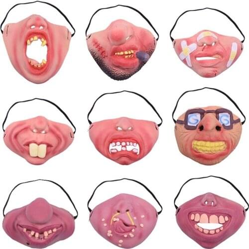 Adult Clown Latex Halloween Mask Joy Cosplay Props Humorous Elastic Band Half Face Party Halloween Latex Masks Funny Carnival