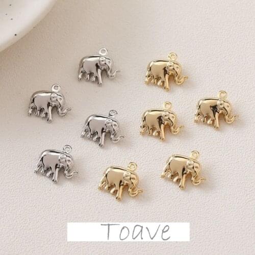 Copper plating gold double-sided elephant pendant diy earrings necklace bracelet hand-made material accessories