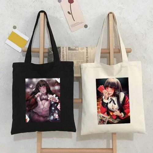 Anime Kakegurui Trendy Canvas Bag Shopper Gothic Punk Harajuku Top Large Capacity Vintage Ladies Bag Casual Shoulder Bag Totebag