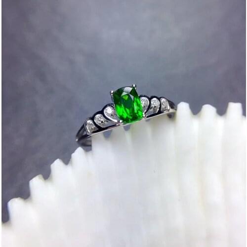 Fashion clear green diopside gem ring classic color 925 sterling silver real natural gem birthday anniversary gift low price ing